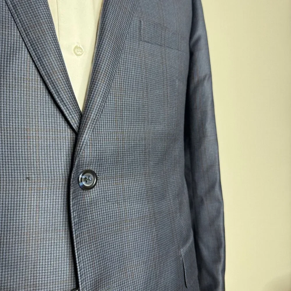 Joseph Bach Sartoriale‎ Sport Coat Blazer 48R (58 it) Mens Blue Check Wool